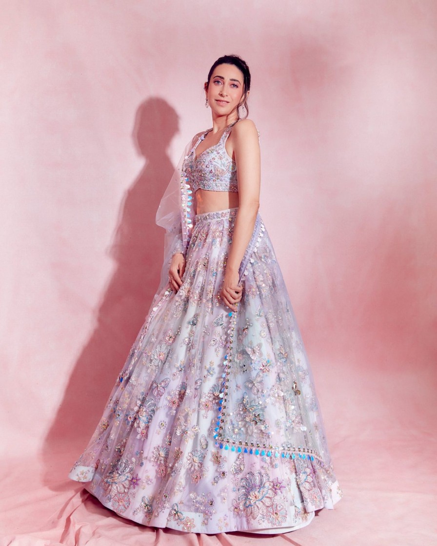 Women Lashkaraa | Karisma Kapoor In Ombre Pink And Blue Heavy Embellished Lehenga