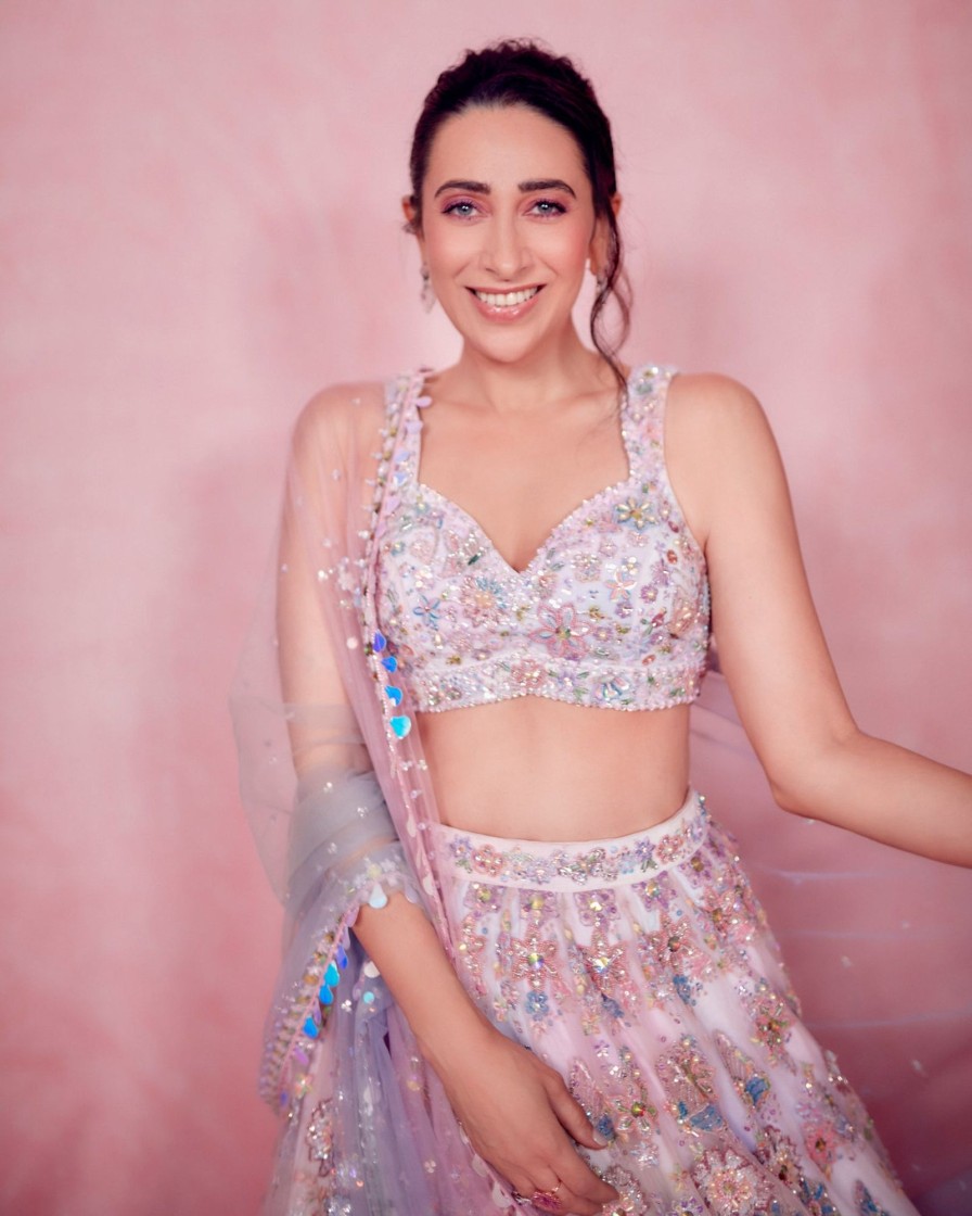 Women Lashkaraa | Karisma Kapoor In Ombre Pink And Blue Heavy Embellished Lehenga