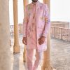 Men Lashkaraa | Light Pink Hand Embroidered Velvet Jodhpuri Set