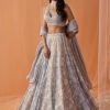 Women Lashkaraa | Light Grey White Floral Printed Lehenga