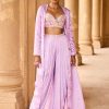 Women Lashkaraa | Light Purple Embellished Jacket Set