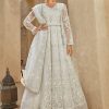 Women Lashkaraa | White Thread Embroidered Organza Anarkali