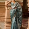 Women Lashkaraa | Multicolor Green Satin Organza Saree