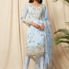 Women Lashkaraa | Light Blue Floral Georgette Suit