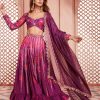 Women Lashkaraa | Purple And Pink Tie Dye Lehenga