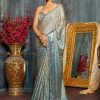 Women Lashkaraa | Dusty Blue Ombre Sequins Embroidered Saree