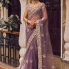 Women Lashkaraa | Dusty Purple Embroidered Saree