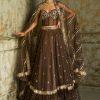 Women Lashkaraa | Dark Grey Embellished Corset Style Lehenga