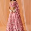 Women Lashkaraa | Dusty Pink White Floral Printed Lehenga