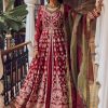 Women Lashkaraa | Maroon Embroidered Anarkali Style Lehenga