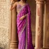 Women Lashkaraa | Purple Embroidered Brocade Saree