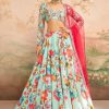 Women Lashkaraa | Mint Green Floral Printed Lehenga