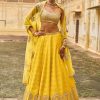 Women Lashkaraa | Yellow Embroidered Brocade Lehenga