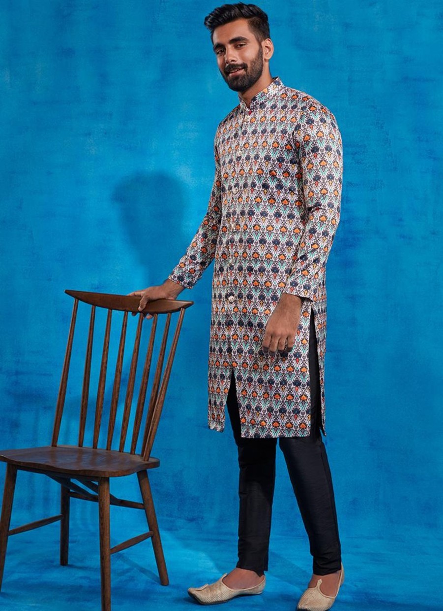 Men Lashkaraa | Multicolor Black Printed Sherwani