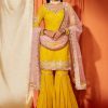 Women Lashkaraa | Mustard And Light Pink Georgette Gharara Suit