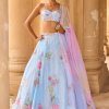 Women Lashkaraa | Light Blue Embellished Chiffon Lehenga