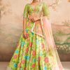 Women Lashkaraa | Green Floral Printed Lehenga