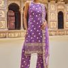 Women Lashkaraa | Purple And Gold Hand Embroidered Palazzo Suit