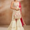 Women Lashkaraa | Off White Multicolor Embroidered Gharara Suit