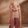 Women Lashkaraa | Dusty Rose And Gold Embroidered Punjabi Suit