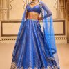 Women Lashkaraa | Blue Embroidered Brocade Lehenga