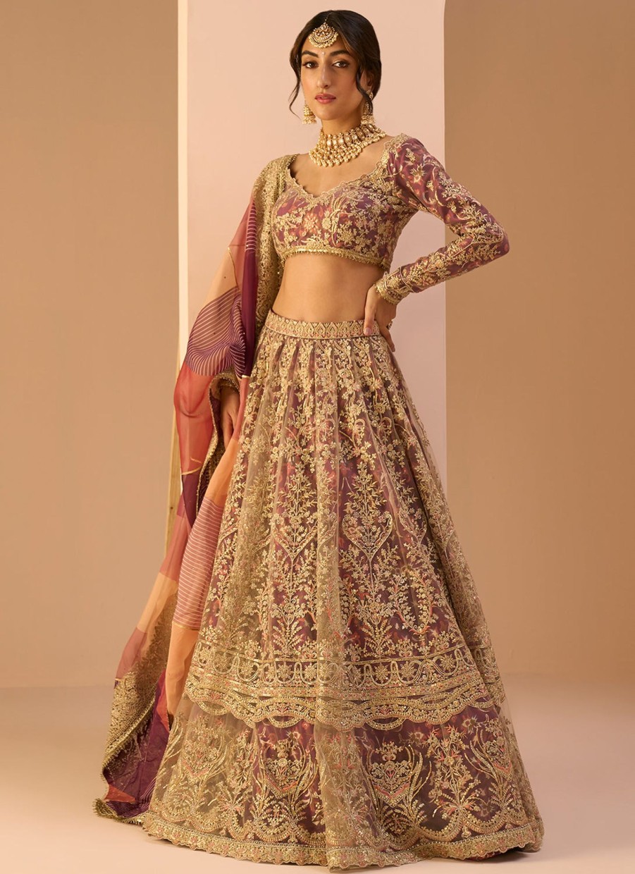 Women Lashkaraa | Magenta Multicolor Embroidered Lehenga