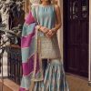 Women Lashkaraa | Light Blue Embroidered Gharara Suit