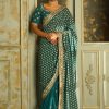 Women Lashkaraa | Teal Embroidered Georgette Saree