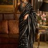 Women Lashkaraa | Black Embroidered Velvet Saree