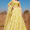 Women Lashkaraa | Olive Yellow Floral Chanderi Lehenga