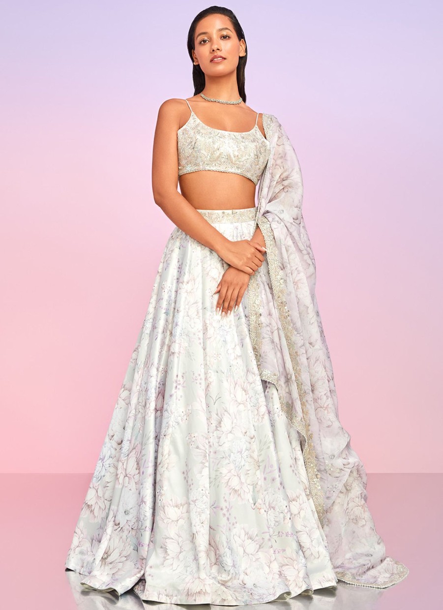 Women Lashkaraa | Dusty Lilac Floral Embellished Lehenga