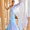 Women Lashkaraa | Ombre Blue Ruffled Chiffon Saree