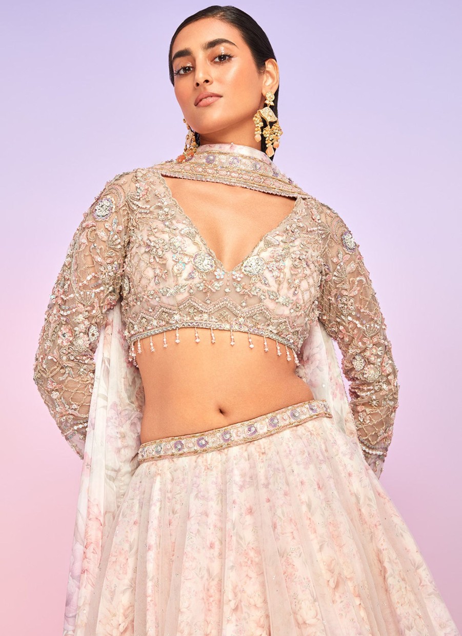 Women Lashkaraa | Soft Pink Floral Embellished Lehenga